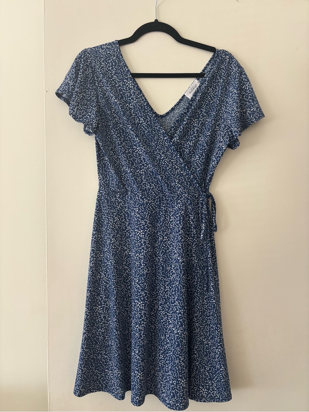 Kaileigh Navy and White Floral Wrap Midi Dress